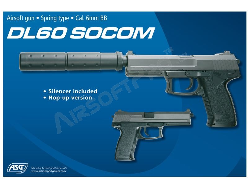 Airsoft pisztoly DL60 SOCOM hangtompítóval - rugós pisztoly [ASG]