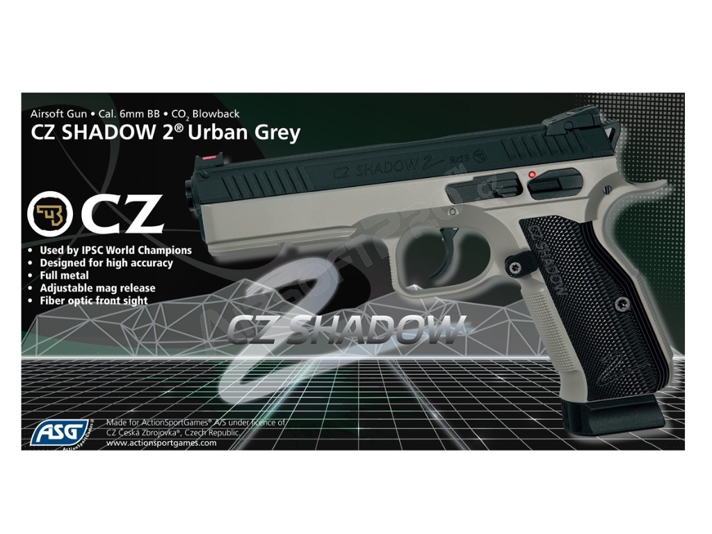 Airsoft pisztoly CZ SHADOW 2 - CO2, fúvócsöves, teljes fém - Urban Grey [ASG]