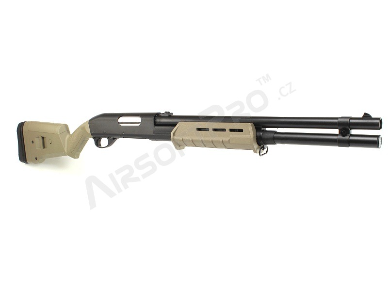 Airsoft M870 puska, hosszú, ABS (CM.355L) - TAN [CYMA]