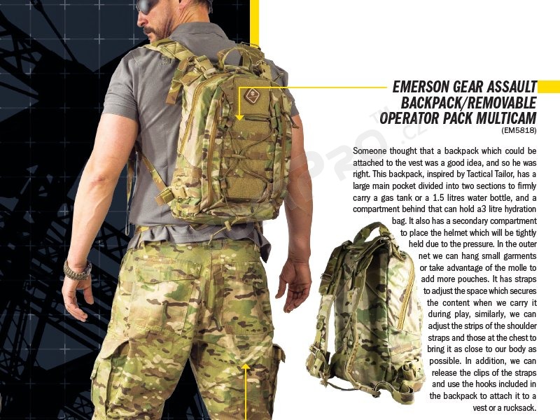 Assault Operator hátizsák, 13,5L - levehető pántok - Multicam Arid [EmersonGear]