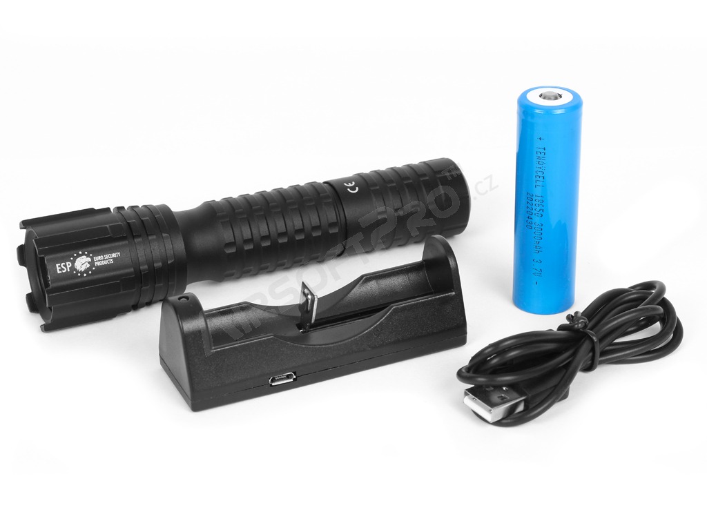 Taktikai 10W-os LED-es zseblámpa BARRACUDA 10, 1 üzemmódú USB adapter és akkumulátor [ESP]