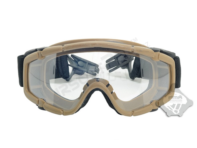 Taktikai SI védőszemüveg szegélyre Desert - átlátszó, füstszürke [FMA]