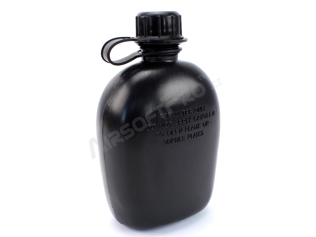 Műanyag 1 literes amerikai kulacs fedővel - Fekete [Fosco]