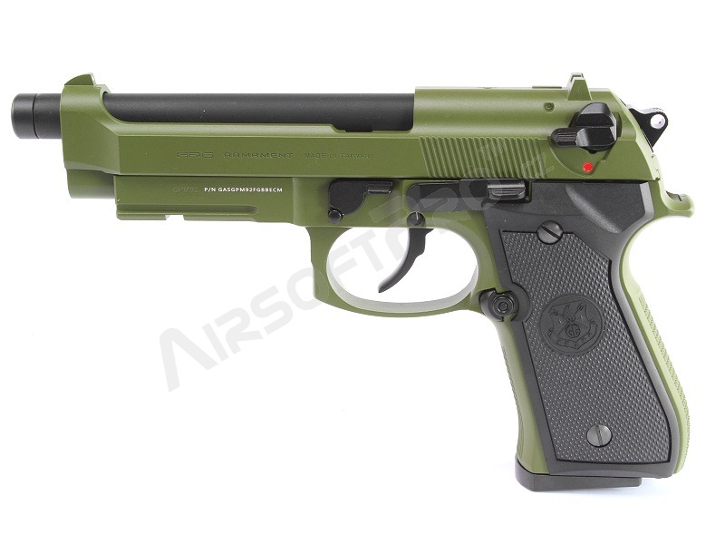 Airsoft pisztoly GPM92, teljes fém, gáz visszahúzós (GBB) - vadász zöld [G&G]
