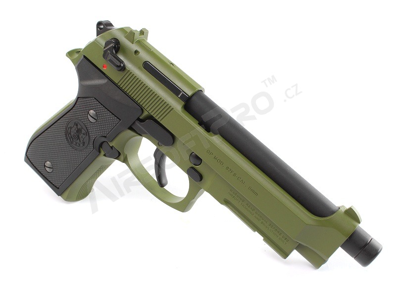 Airsoft pisztoly GPM92, teljes fém, gáz visszahúzós (GBB) - vadász zöld [G&G]