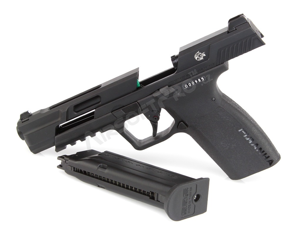 Airsoft pisztoly Piranha Mk I, teljes fém, gázzal visszacsapó pisztoly (GBB) - fekete [G&G]