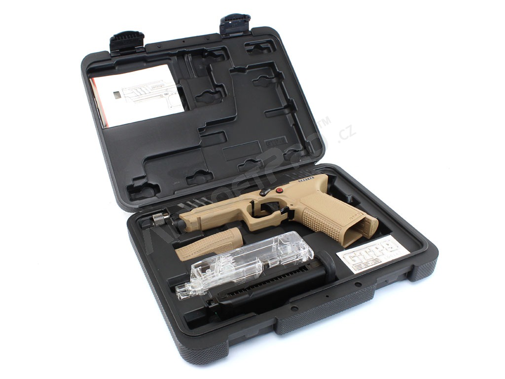 Airsoft pisztoly GTP9, gáz visszahúzós (GBB) - fekete/sivatag [G&G]