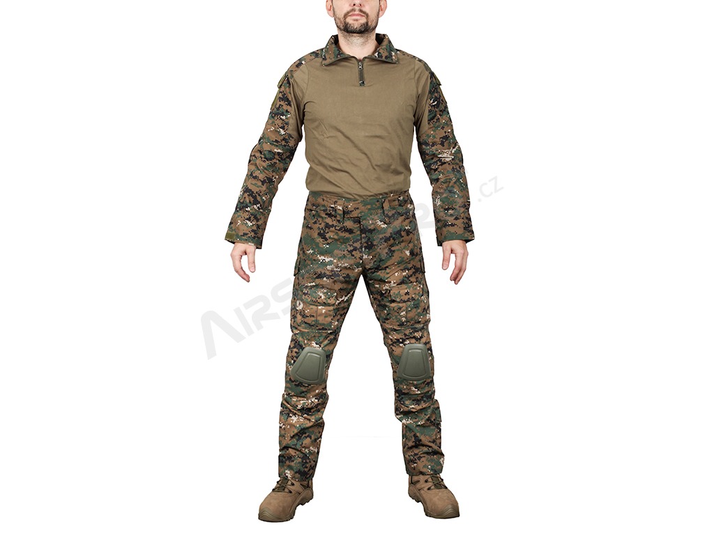 Harci BDU egyenruha térd- és könyökvédőkkel - Digital Woodland, XL méret [Imperator Tactical]