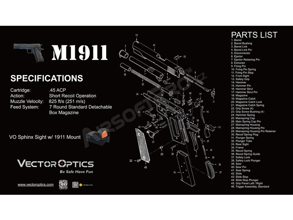 M1911 fegyvertisztító szőnyeg (50 x 31 cm) [Vector Optics]