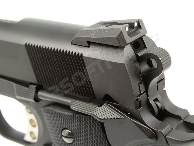 Airsoft pisztoly M.E.U. SOC RAIL- BK, fullmetal, visszahúzós pisztoly [WE]
