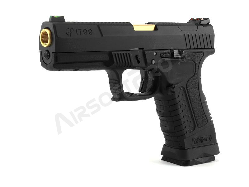 Airsoft pisztoly GP1799 T1 - GBB, fekete fém csúszka, fekete váz, arany cső [WE]