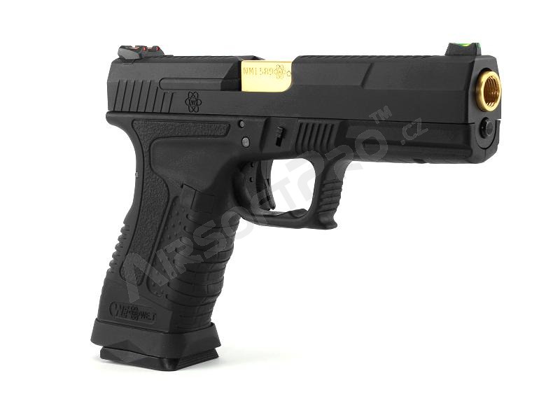 Airsoft pisztoly GP1799 T1 - GBB, fekete fém csúszka, fekete váz, arany cső [WE]