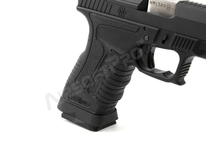Airsoft pisztoly GP1799 T5 - GBB, fekete fém csúszka, fekete váz, ezüst cső [WE]