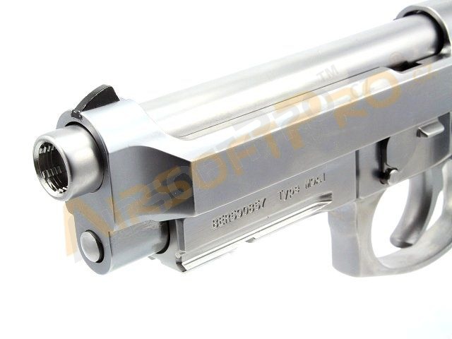 Airsoft pisztoly M9A1 Gen2, nikkel, fullmetal, AUTO blowback, LED BOX [WE]