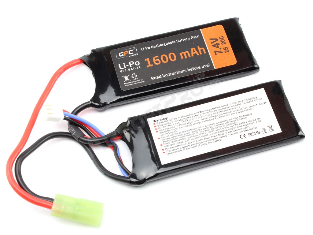 Battery Li-Po 7,4V 1600mAh 20/40C - PEQ2 type [GFC]