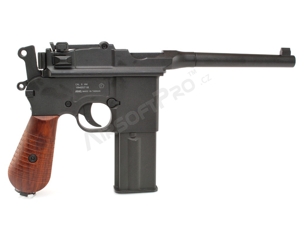 Airsoftová pištoľ M712 Broomhandle, celokov, BlowBack, full auto [KWC]