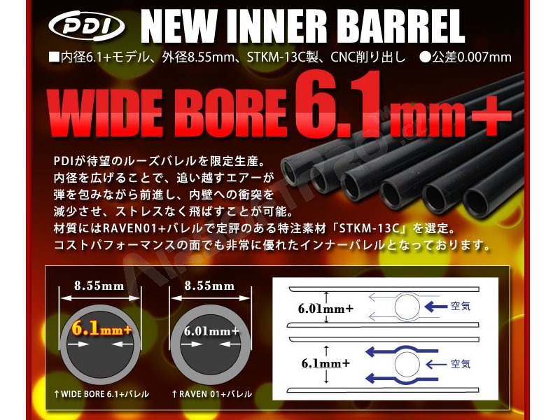 Wide bore hlaveň 6,1 + mm - 275mm (HK416) [PDI]