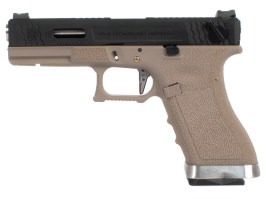 Airsoft pisztoly R18C Gen4 T5, fekete csúszka, ezüst cső - TAN [WE]