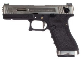 Airsoft pisztoly R18C Gen4 T5, ezüst csúszka, ezüst cső - Fekete [WE]