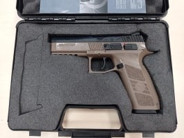Airsoft pisztoly CZ P-09 DT FDE, fém csúszka, gáz visszahúzás + tok - Vásárló által visszaküldve
 [ASG]