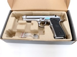 Airsoft pisztoly M92F Nikkel, fullmetal, blowback - NEM FUNKCIÓS [WE]