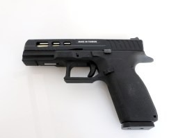 Airsoft pisztoly KP-13C, fém csúszka, arany cső, blowback (GBB) - fekete - SÉRÜLT [KJ Works]