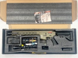 Airsoft puska LT-32 DMR (Gen.2) + távcső + bipod + 2x mag - TAN - SERIVSED [Lancer Tactical]