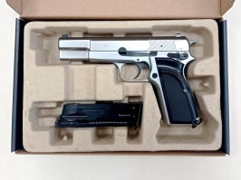 Airsoft pisztoly Hi-Power MK3 - teljes fém, GBB, ezüst - SERIVSED [WE]