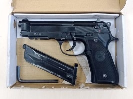 Airsoft pisztoly M92 gázzal visszahúzós CO2 - fekete, full auto, 1,6J - UNFUNCTIONAL [KWC]