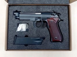 Airsoft pisztoly M9A1, gáz visszahúzós (GBB) - Fekete, valódi fa markolat - UNFUNCTIONAL [Snow Wolf]