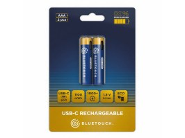 Újratölthető USB-C lítium-ion akkumulátor, 1,5 V, AAA, 733 mAh – 2 db [Bluetouch]