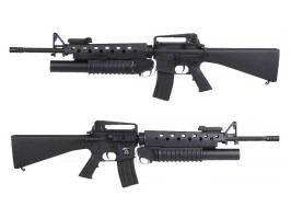 M16 A3 airsoft puska M203 gránátvetővel, a COLT engedélyével – fekete (EC-702) [E&C]
