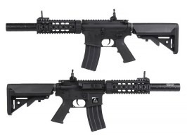 M4 RIS CQB airsoft puska hangtompítóval, COLT által engedélyezett – fekete (EC-607) [E&C]