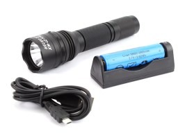 Taktikai 10W-os LED-es zseblámpa HELIOS 10-37, 1 üzemmódú USB adapter és akkumulátor [ESP]