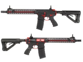 Airsoft puska CM16 SRXL Red Edition, Sportline, fekete, elektronikus kioldószerkezet [G&G]