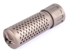 QDC KAC stílusú álhangtompító + lángcsillapító – rövid, 14 mm-es balmenetes – FDE [JJ Airsoft]