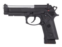 Airsoft pisztoly M9 A1, teljes fém, CO2 visszacsapó - Fekete, ezüst cső [KJ Works]