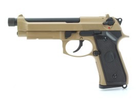 Airsoft pisztoly M9 A1, menetes cső, teljesen fém, gáz visszahúzós - TAN [KJ Works]