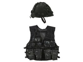 Gyerek támadó mellény és sisak szett - BTP fekete [KOMBAT Kids]