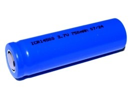 ICR14500 lítium-ion újratölthető akkumulátor, 3,7 V, 750 mAh (Li-Ion) [NEXCELL]