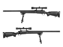 M24 Military torkolati fékkel + távcső + bipod - fekete + INGYENES 500 FPS UPGRADE [Snow Wolf]