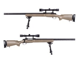 M24 Military torkolati fékkel + távcső + bipod - TAN + INGYENES 500 FPS UPGRADE [Snow Wolf]