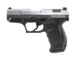 Airsoft pisztoly E99 - Fém, gáz visszahúzós - fekete, ezüst tolózárral [WE]