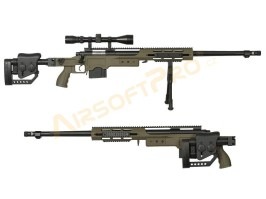 Airsoft sniper MB4411D + puškohľad a dvojnožka - olivová [Well]