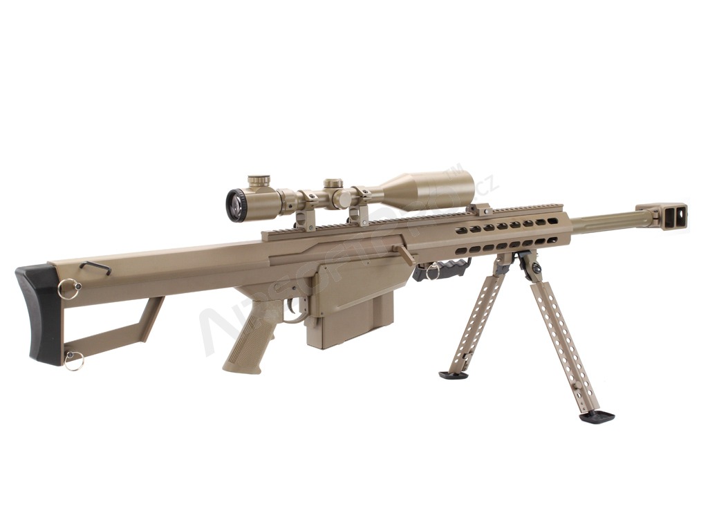 Airsoft sniper M82 CQB BARRETT (SW-02CQB-A), puškohľad + dvojnožka, TAN [Snow Wolf]