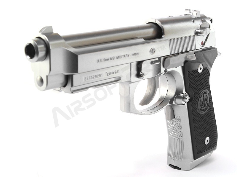 Airsoftová pištoľ M9A1 strieborná, elektrická, FULL AUTO, BlowBack (EBB) [Tokyo Marui]