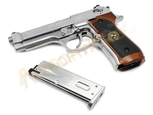 Airsoft pistol Samurai Edge M92 Biohazard , silver - fullmetal, blowback [WE]