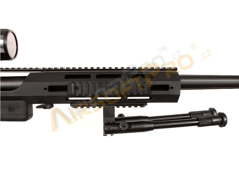 Airsoft sniper MB4412D + puškohľad a dvojnožka - čierna [Well]